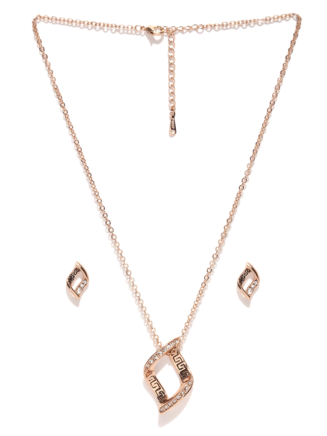 YouBella Rose Gold-Toned Stone-Studded Jewellery Set